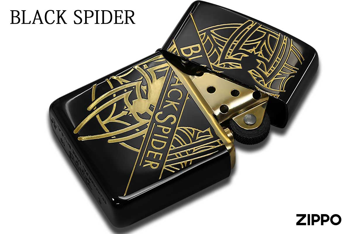Zippo ジッポー タバコ銘柄 アーマー ブラックスパイダー ブラックチタン BLACK SPIDER シリアル番号 ゴールドタンク 162BK