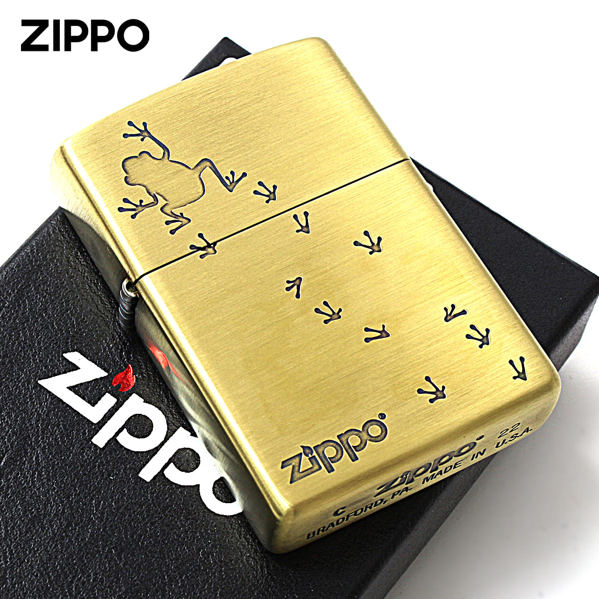 Zippo ジッポー カエル 蛙 フロッグデザイン ブラス つや消し ブラッシュド Frog Design BS メール便可