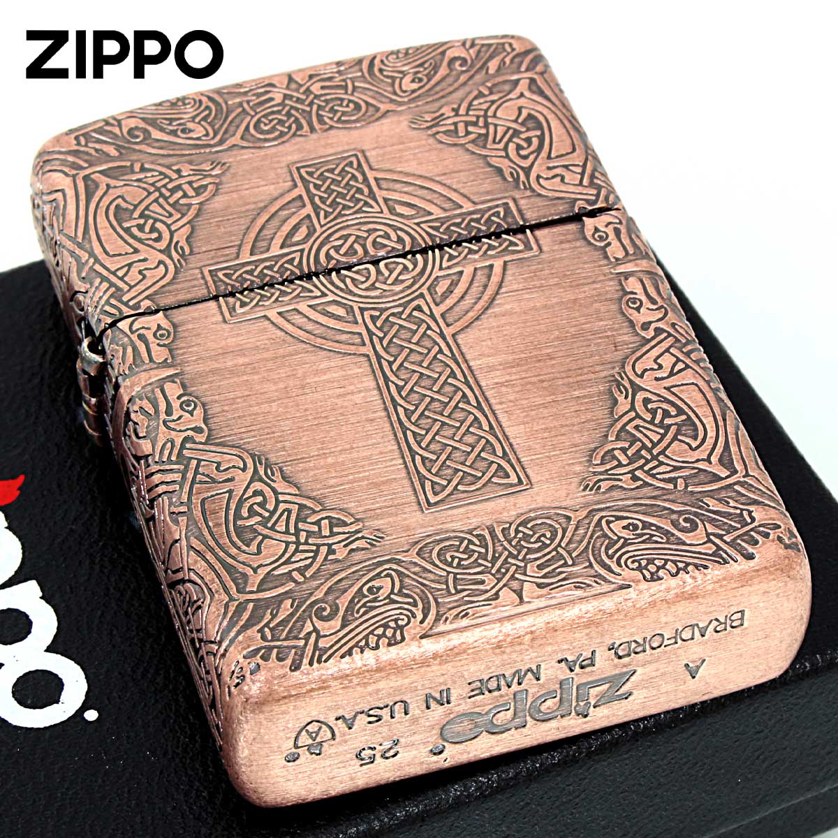 Zippo ジッポー ARMOR アーマー クロス 十字架 Cross ケルティッククロス 銅イブシバレル CIB