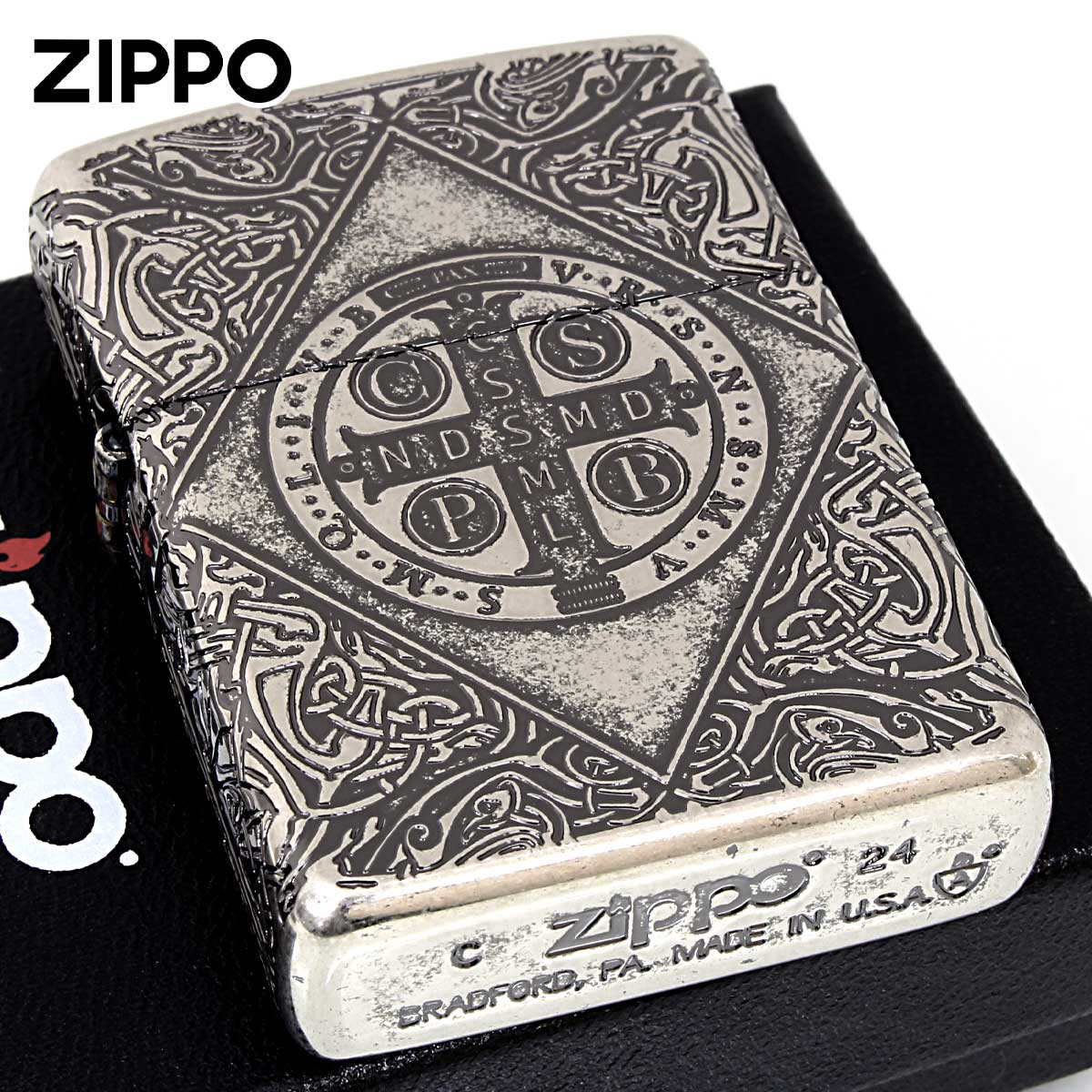 Zippo ジッポー ARMOR アーマー クロス 十字架 Cross ベネディクトクロス ニッケルイブシバレル NIB