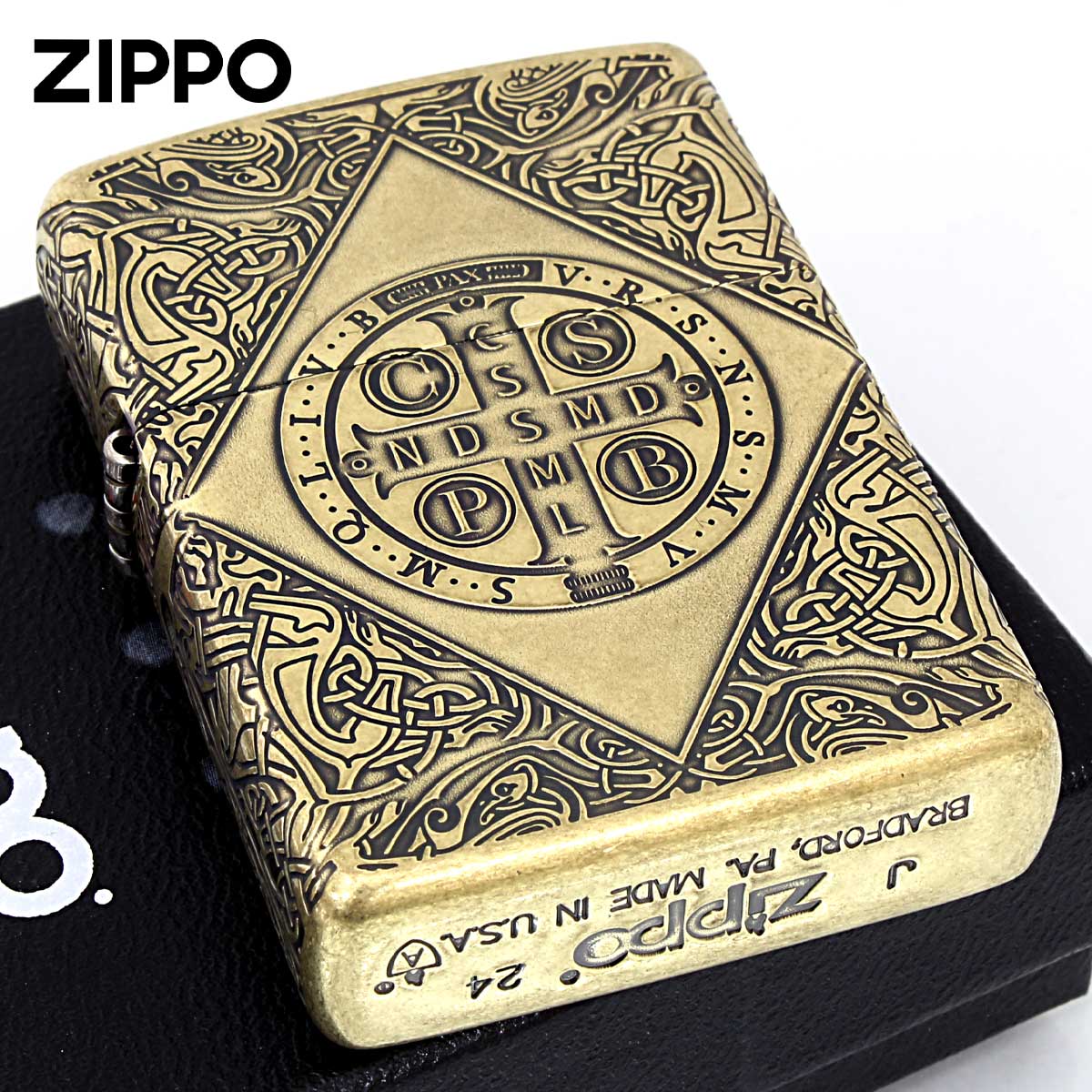 Zippo ジッポー ARMOR アーマー クロス 十字架 Cross ベネディクトクロス ブラスイブシバレル BIB