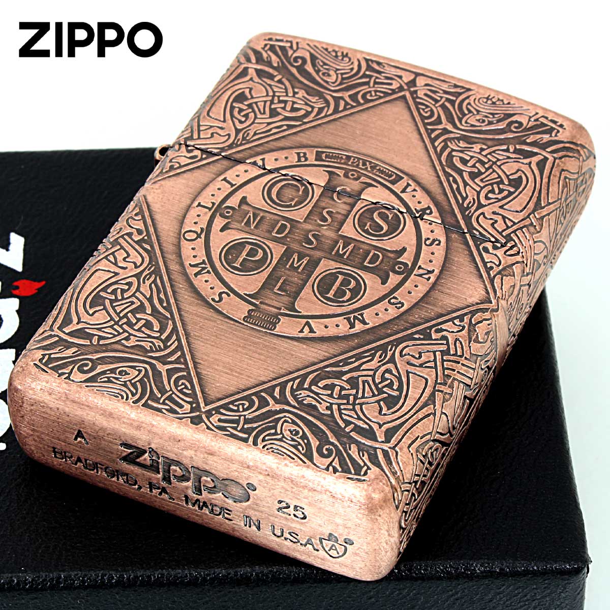 Zippo ジッポー ARMOR アーマー クロス 十字架 Cross ベネディクトクロス 銅イブシバレル CIB