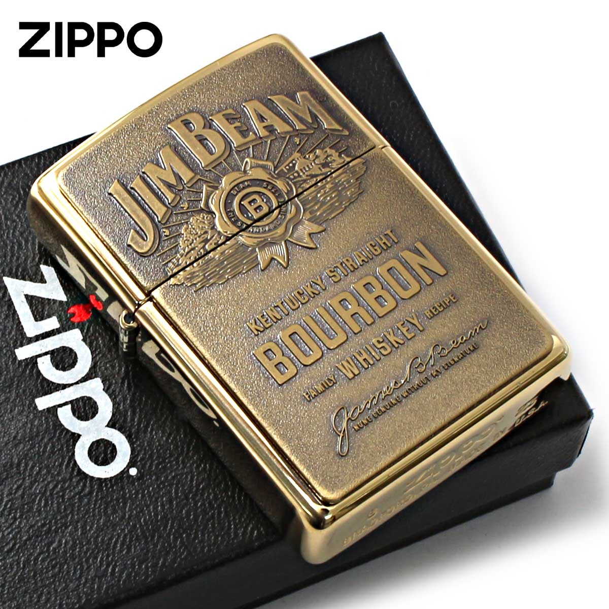 Zippo ジッポー ジムビーム 酒 ロゴ 真鍮 ブラス エンブレム貼り Jim Beam Brass Emblem 254BJB.929