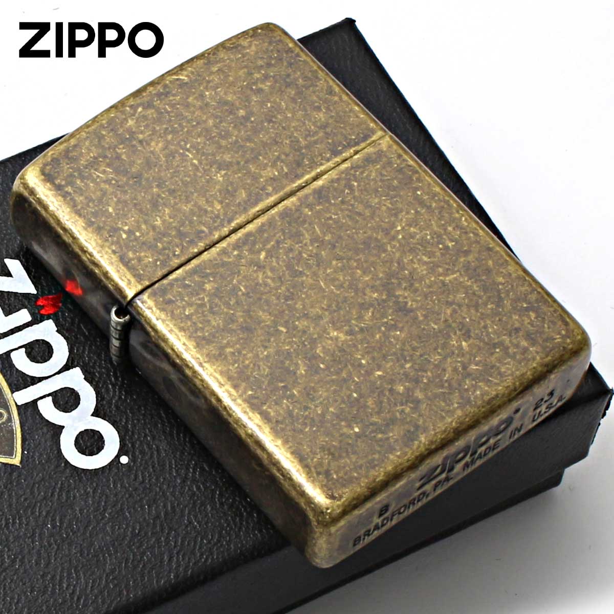 Zippo ジッポー 無地 アンティークフィニッシュ ブラス Antique Brass 201FB メール便可