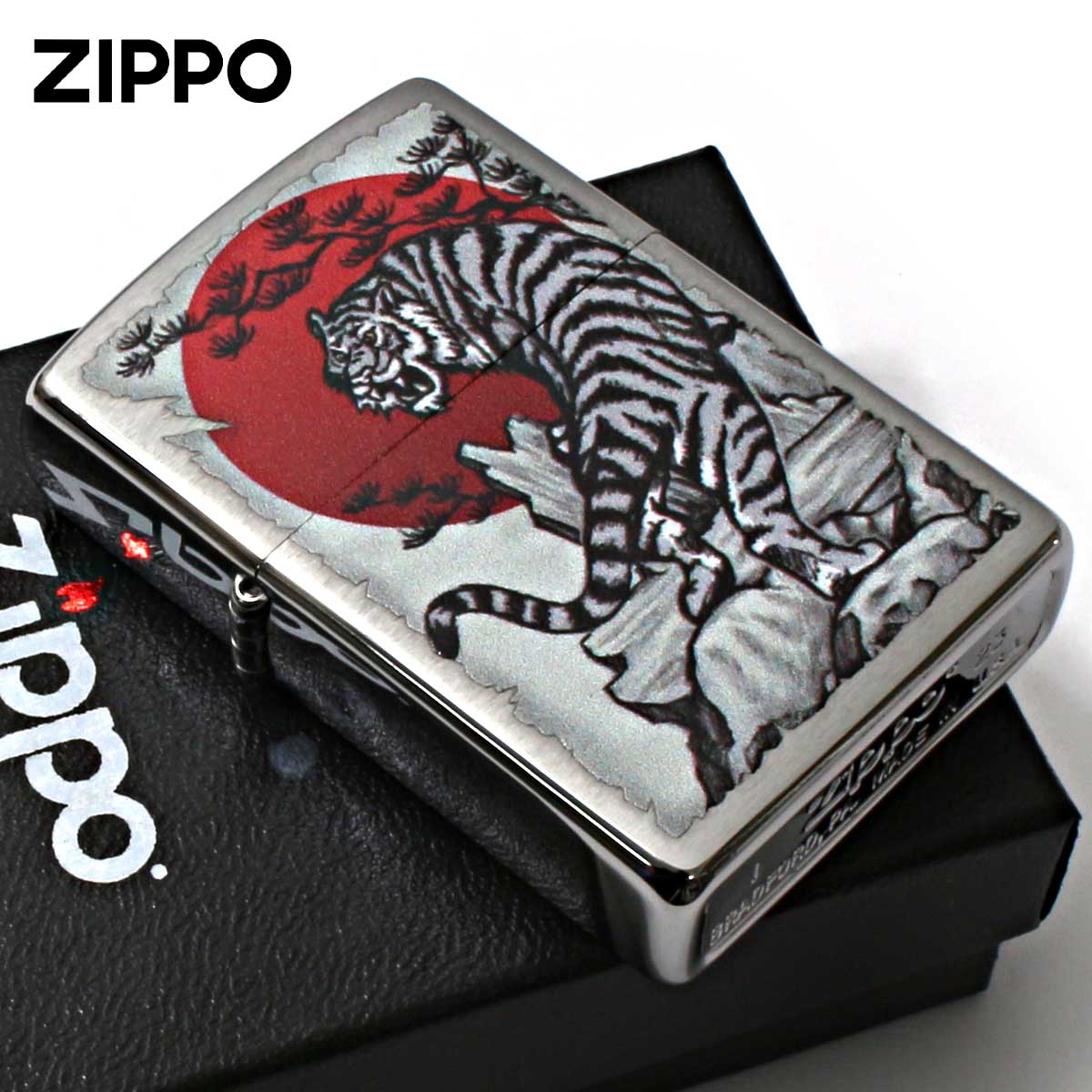 Zippo ジッポー タイガー 虎 アジア風 日本 Asian Tiger ブラッシュドクローム 29889 メール便可