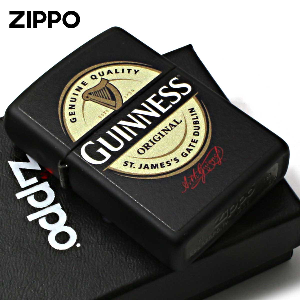 Zippo ジッポー ギネスビール 酒 ロゴ Guinness Beer Logo ブラックマット 29755 メール便可