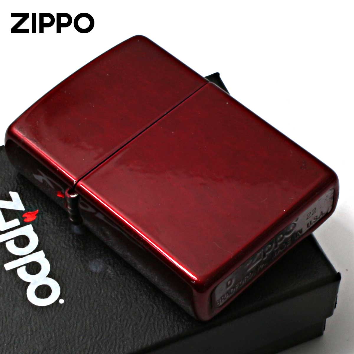 Zippo ジッポー 炎 アイコンフレーム Iced Carbon Fiber Zippo Logos キャンディーアップルレッド 29824 メール便可