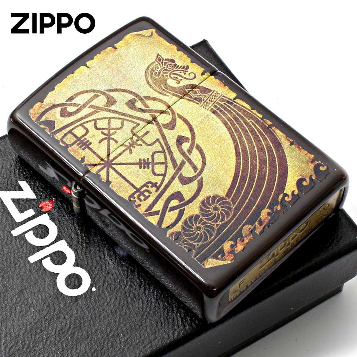 Zippo ジッポー ヴァイキング船 Viking Warship ブラウンコーティング 49182 メール便可