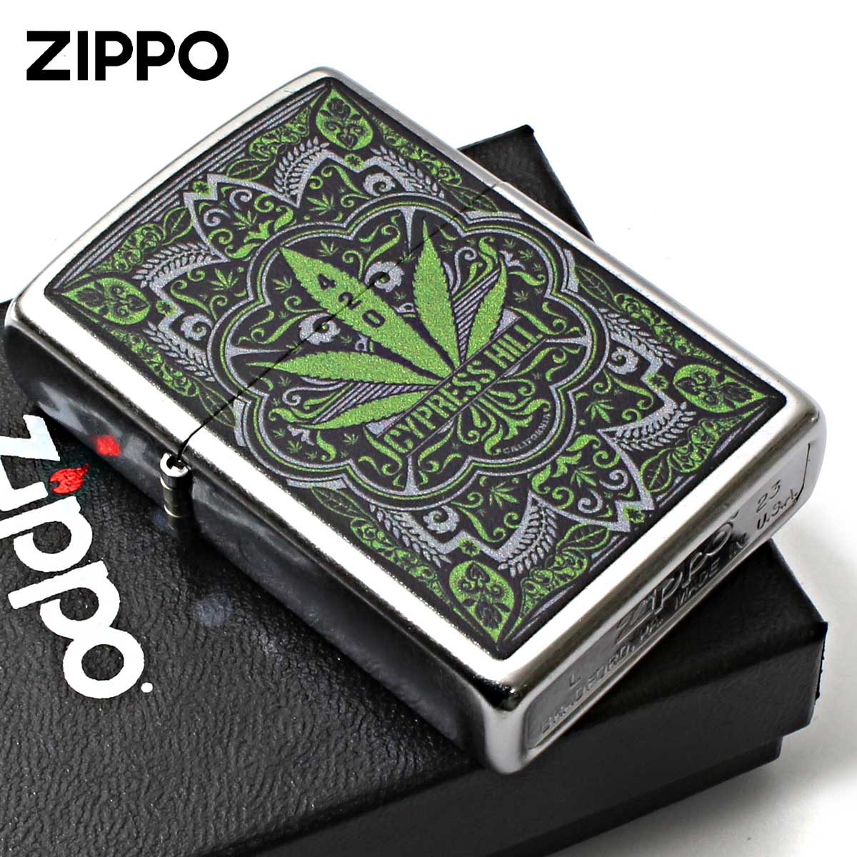 Zippo ジッポー サイプレス・ヒル マリファナ リーフ 葉 Cypress Hill Marijuana Leaf ストリートクローム 49010 メール便可