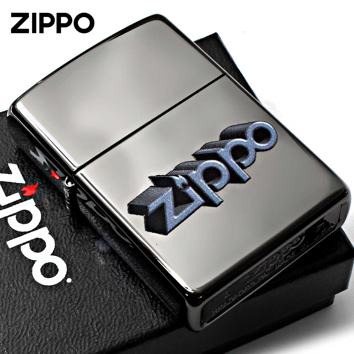 Zippo ジッポー ジッポ ロゴ 3D 立体 Zippo Design ブラックアイス 49417 メール便可