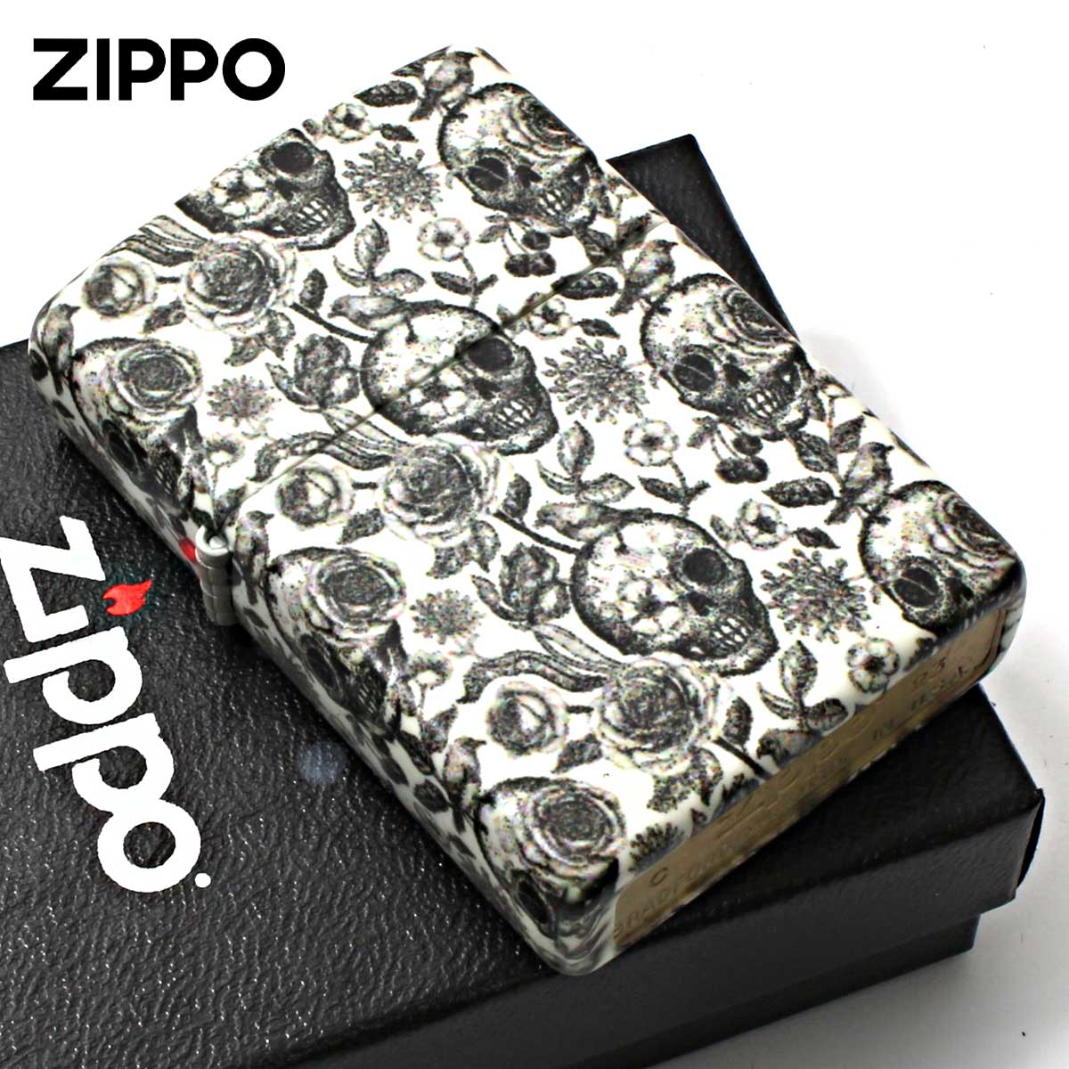 Zippo ジッポー スカル ドクロ 骸骨 薔薇 ローズ Skeleton Design 蓄光 塗装 49458