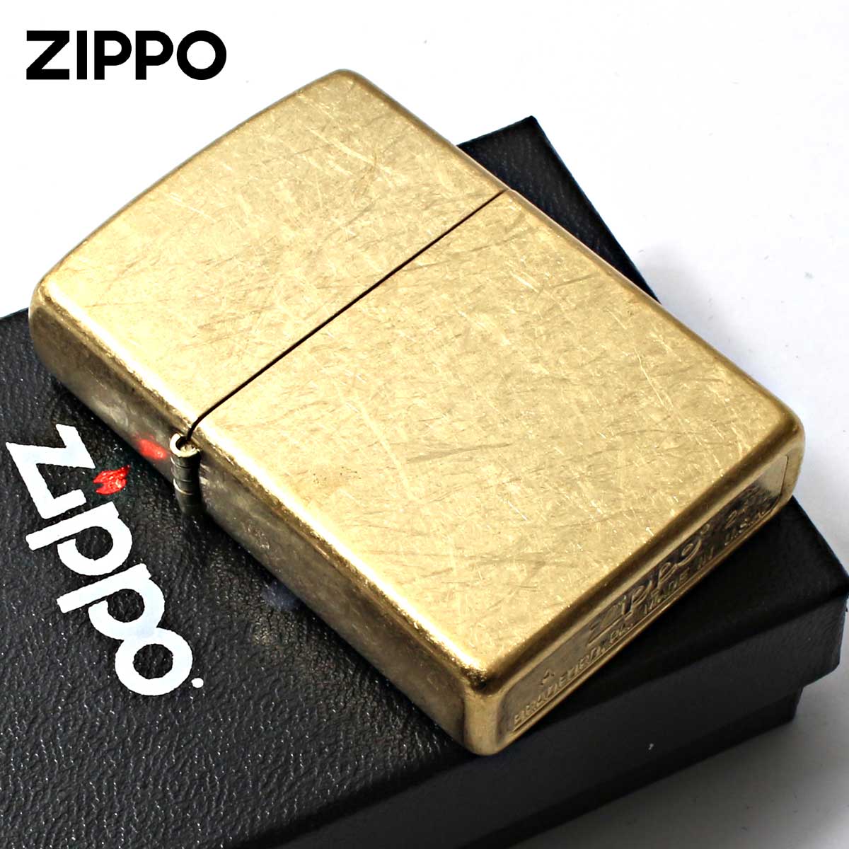 Zippo ジッポー 無地 ストリートクローム 真鍮 ブラス 207B Tumbled Brass 49477 メール便可