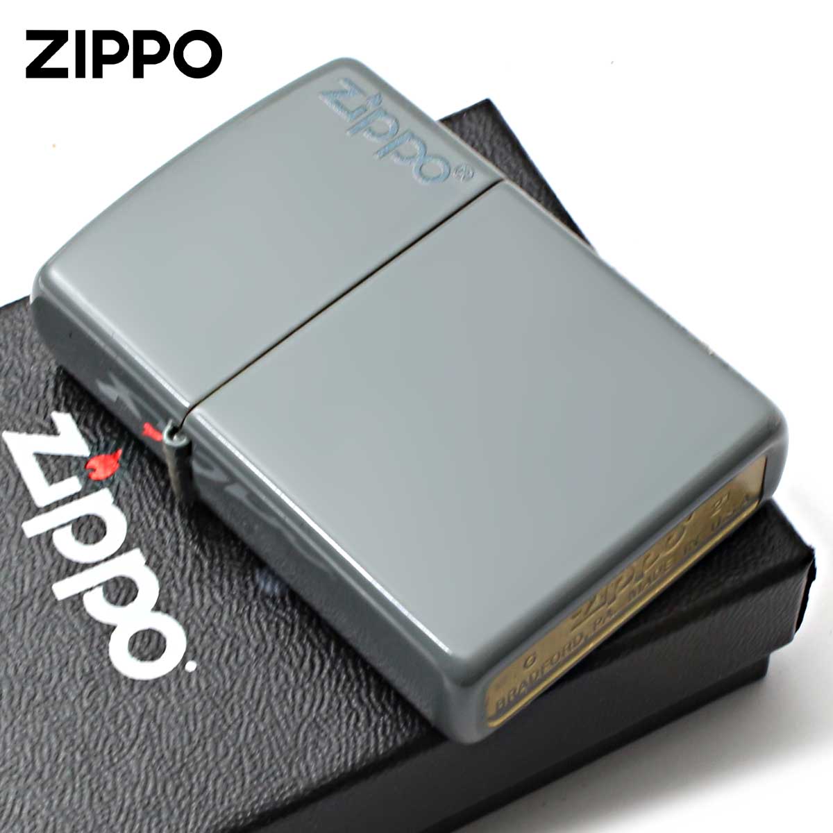Zippo ジッポー グレー ジッポ ロゴ Flat Grey 塗装 49452ZL メール便可