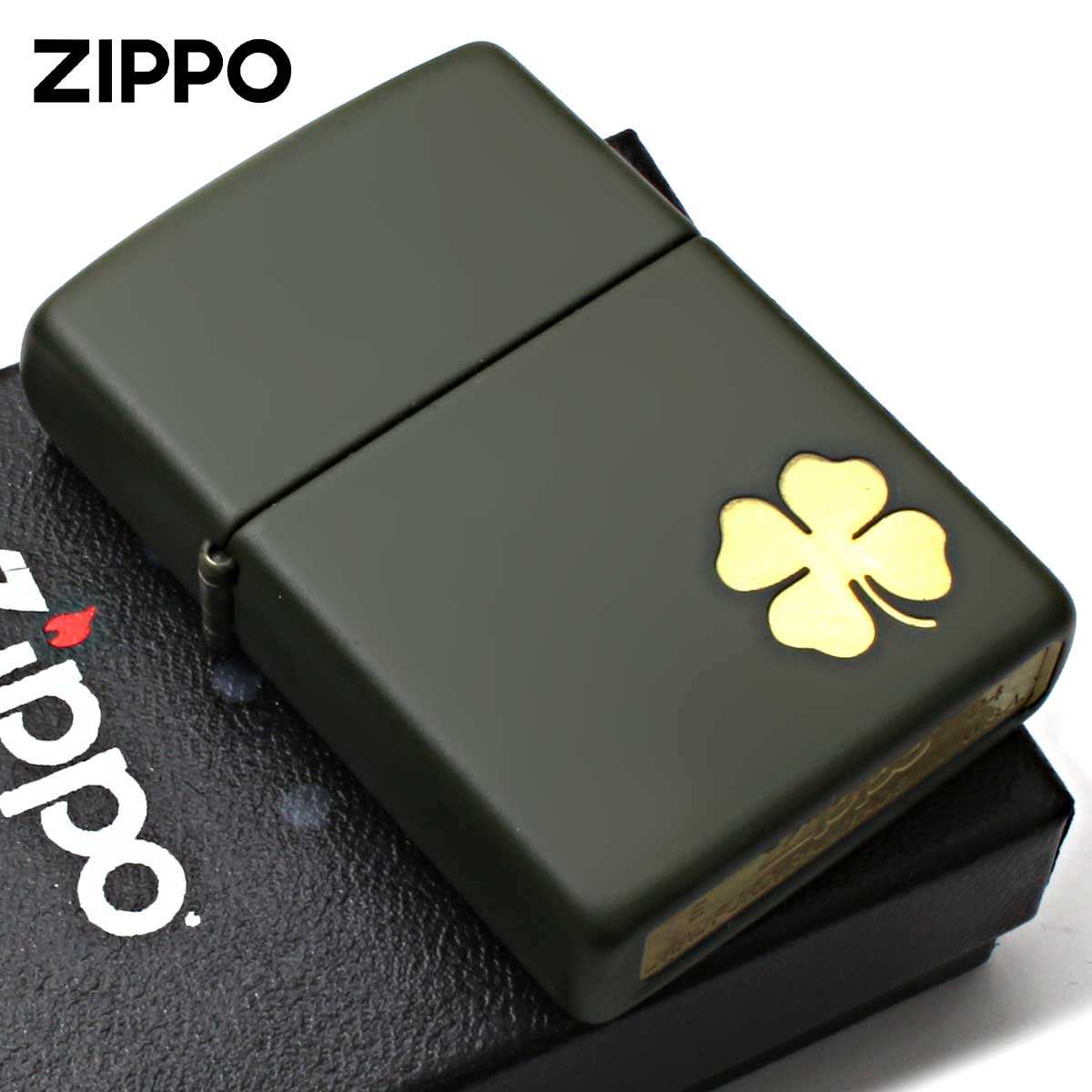 Zippo ジッポー 四つ葉 クローバー 幸運 Four Leaf Clover グリーンマット 49796 メール便可