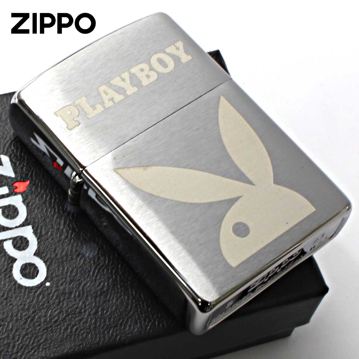 Zippo ジッポー プレイボーイ バニー うさぎ ロゴ Play boy ブラッシュドクローム 49831 メール便可
