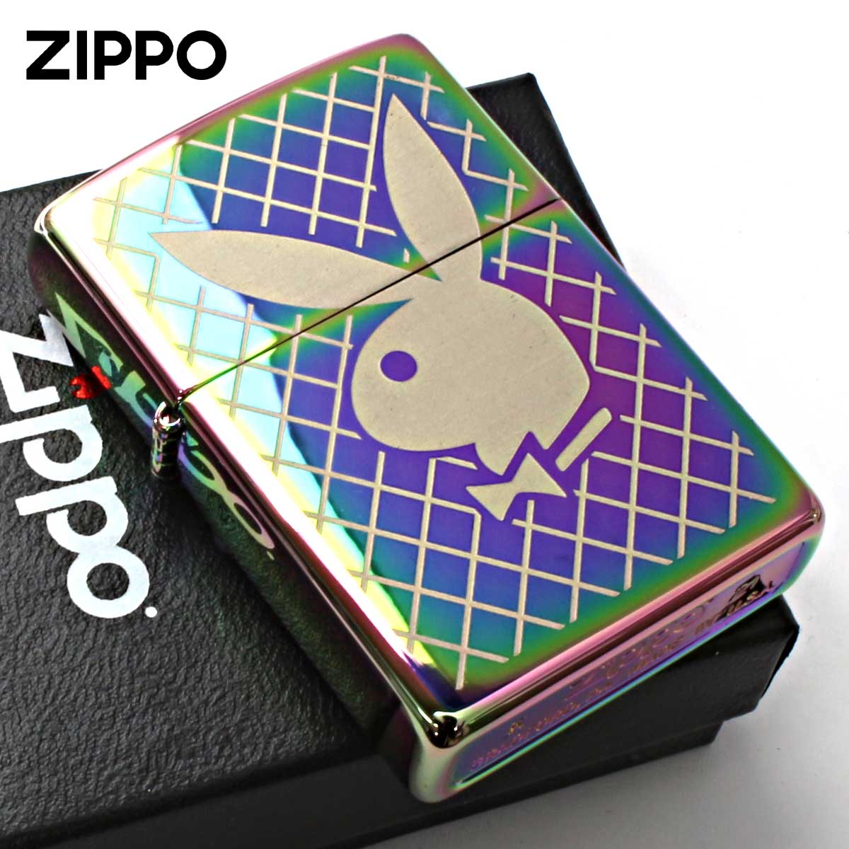 Zippo ジッポー プレイボーイ バニー うさぎ ロゴ Play boy 虹 スペクトラム 49344 メール便可