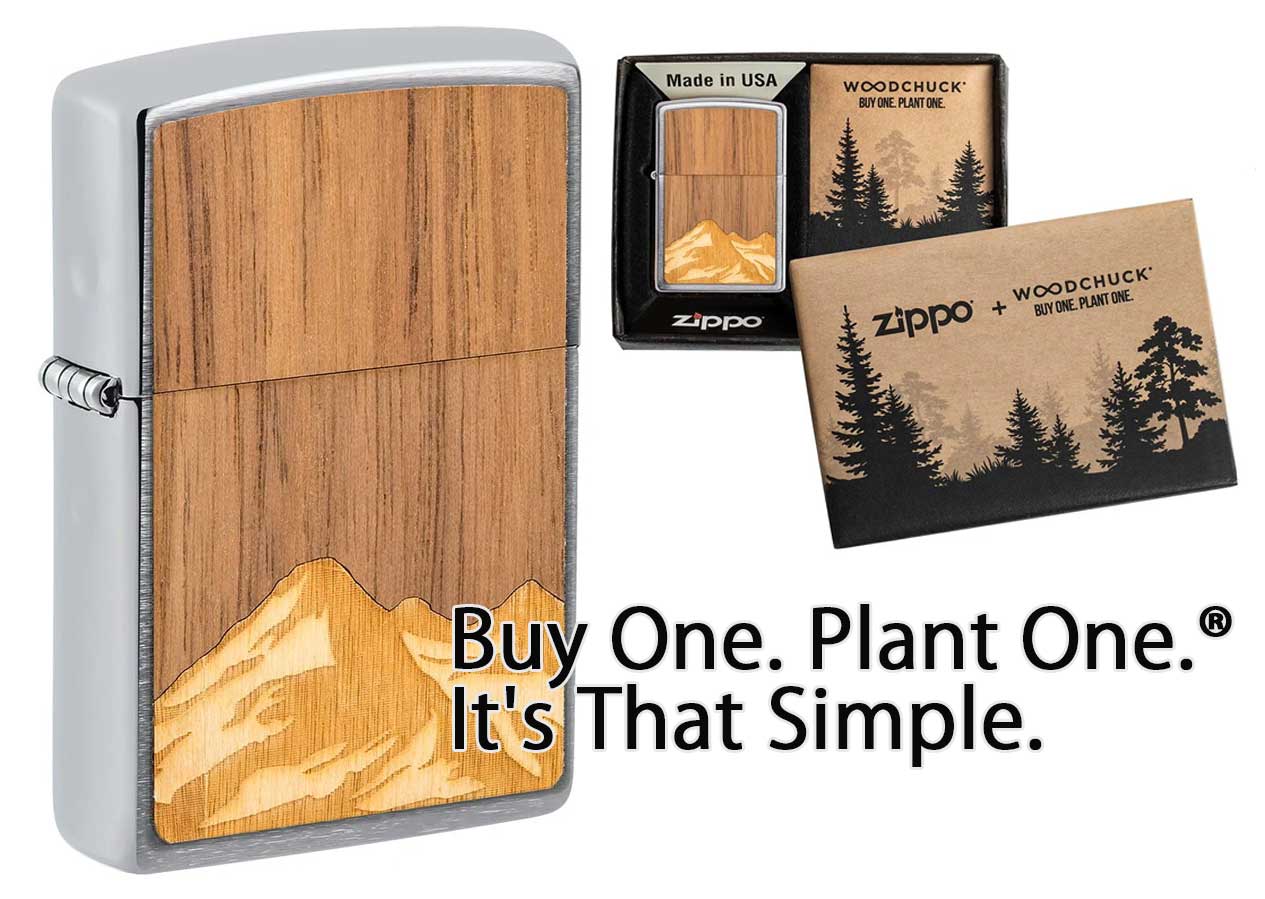 Zippo ジッポー ウッド 木 山 WOODCHUCK USA Mountains ブラッシュドクローム 49800