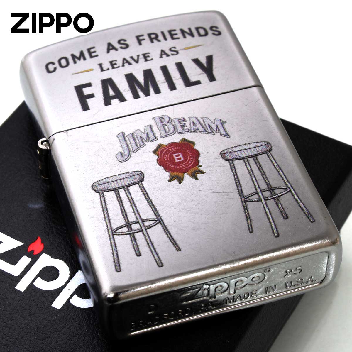Zippo ジッポー ジムビーム ロゴ 酒 Jim Beam Barstools ライセンス品 46800 メール便可
