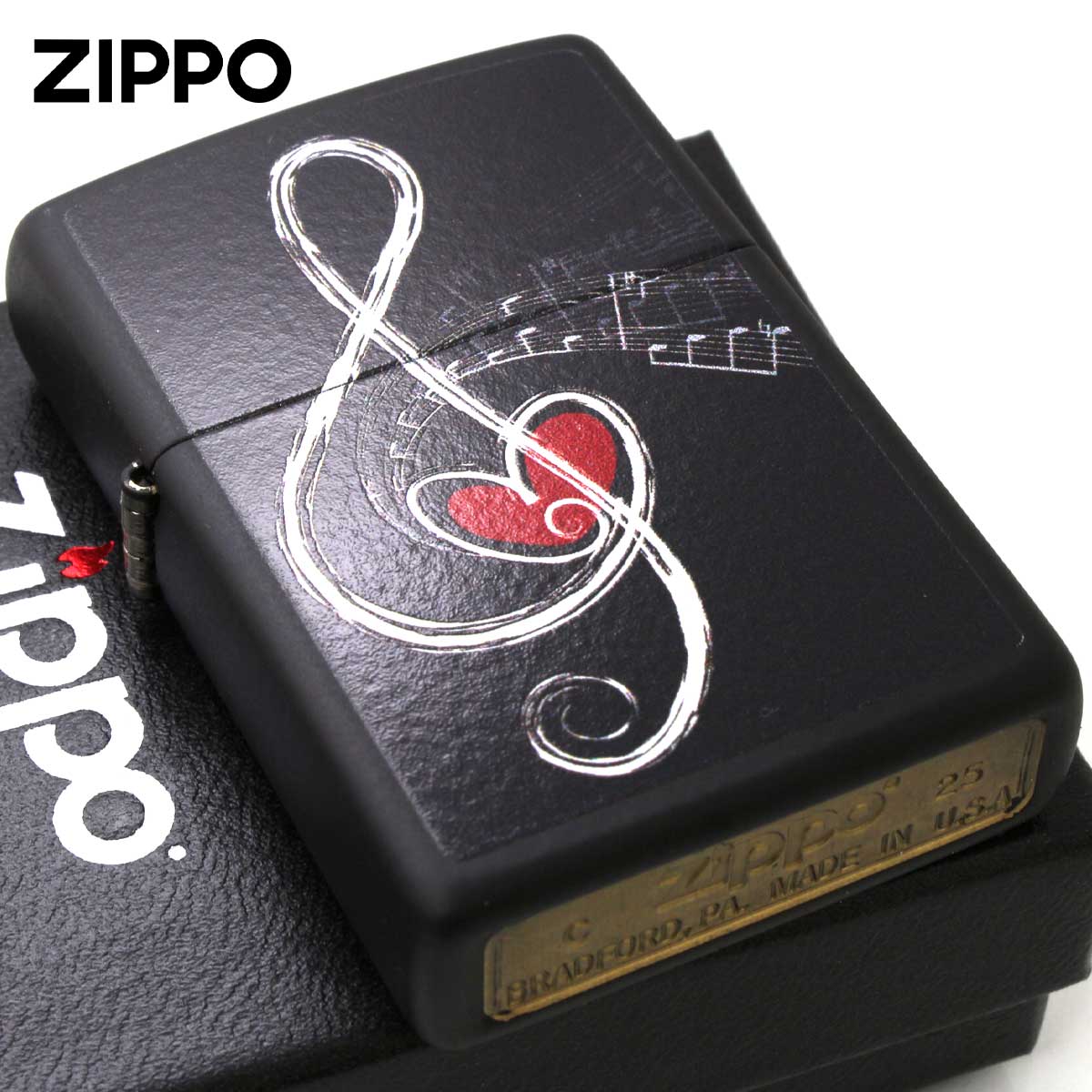 Zippo ジッポー 音符 ハート 音楽 Love Clef 46840 メール便可