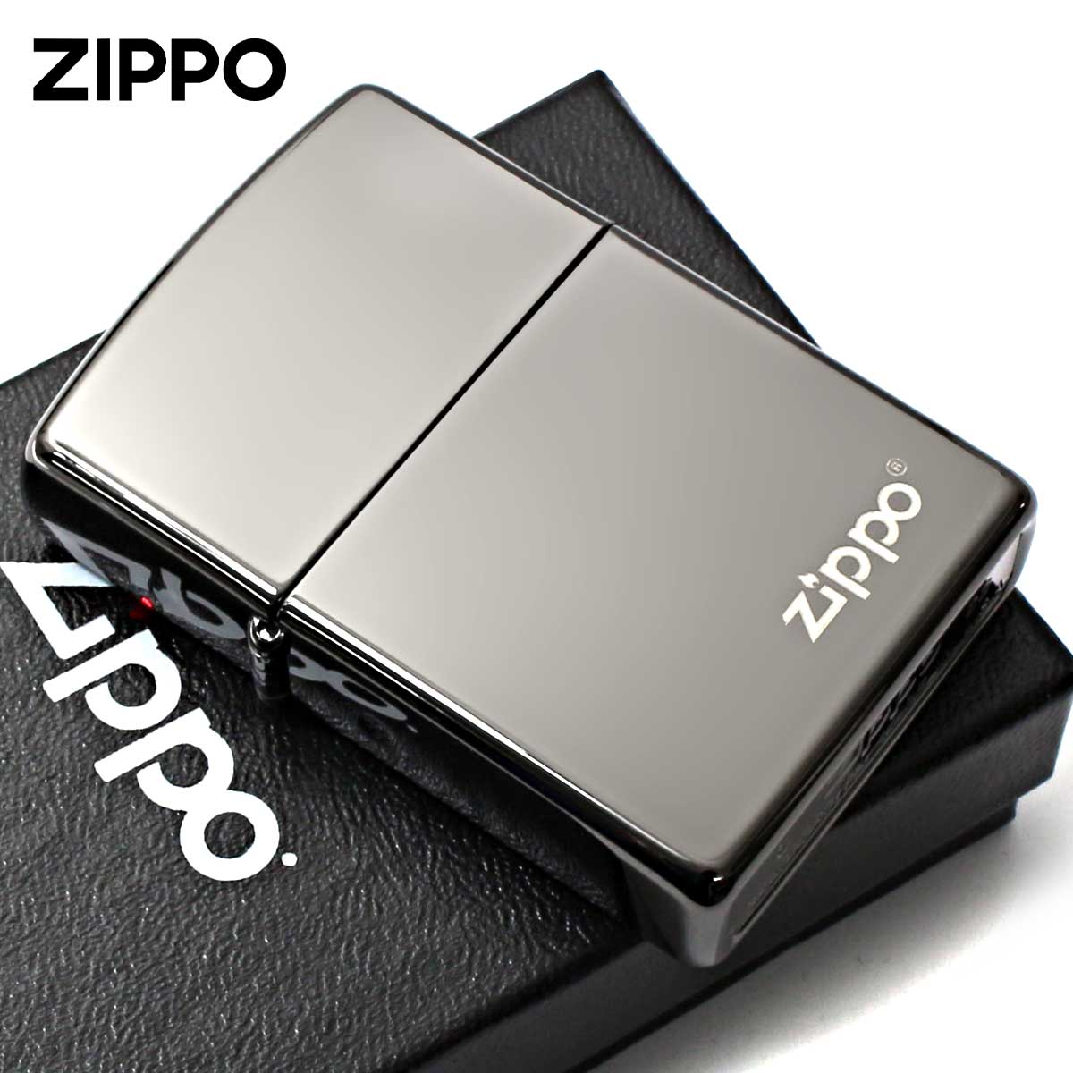Zippo ジッポー 淡い黒 鏡面 ブラックアイス ジッポ ロゴ Black Ice PVDコーティング 150ZL メール便可