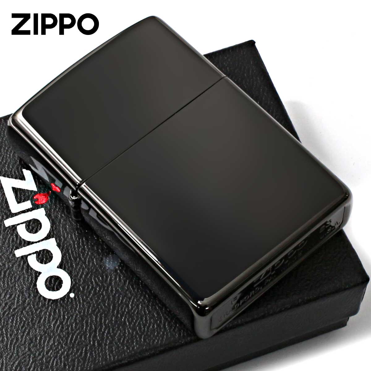 Zippo ジッポー 無地 漆黒 ブラックエボニー High Polish Black Ebony 鏡面 PVD加工 No.24756 メール便可