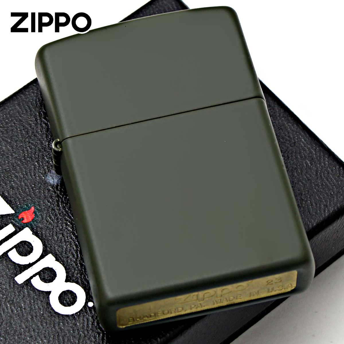 Zippo ジッポー 無地 グリーン マット Green Matte 塗装 221 メール便可