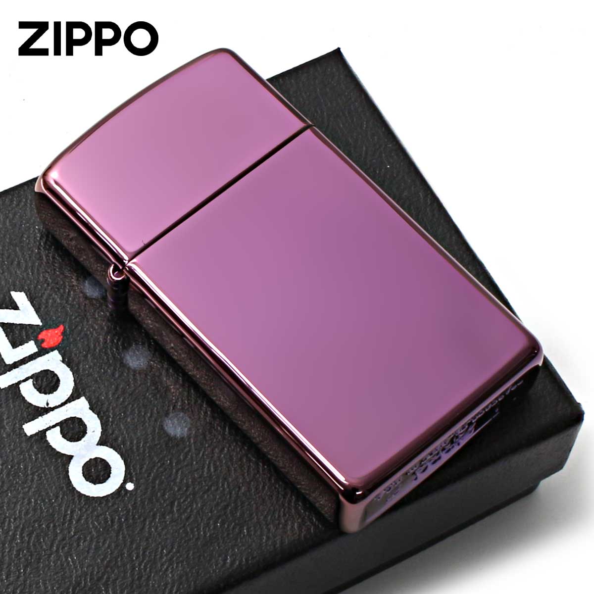 Zippo ジッポー 無地 スリム アビス パープル SLIM ABYSS 鏡面 PVD加工 28124 メール便可