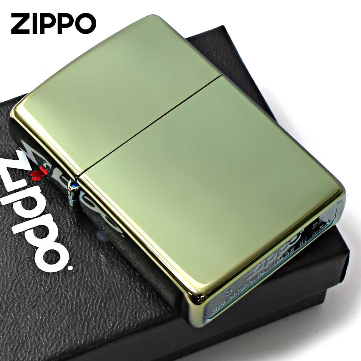Zippo ジッポー 無地 グリーン High Polish Green 鏡面 ポリッシュ 28129 メール便可