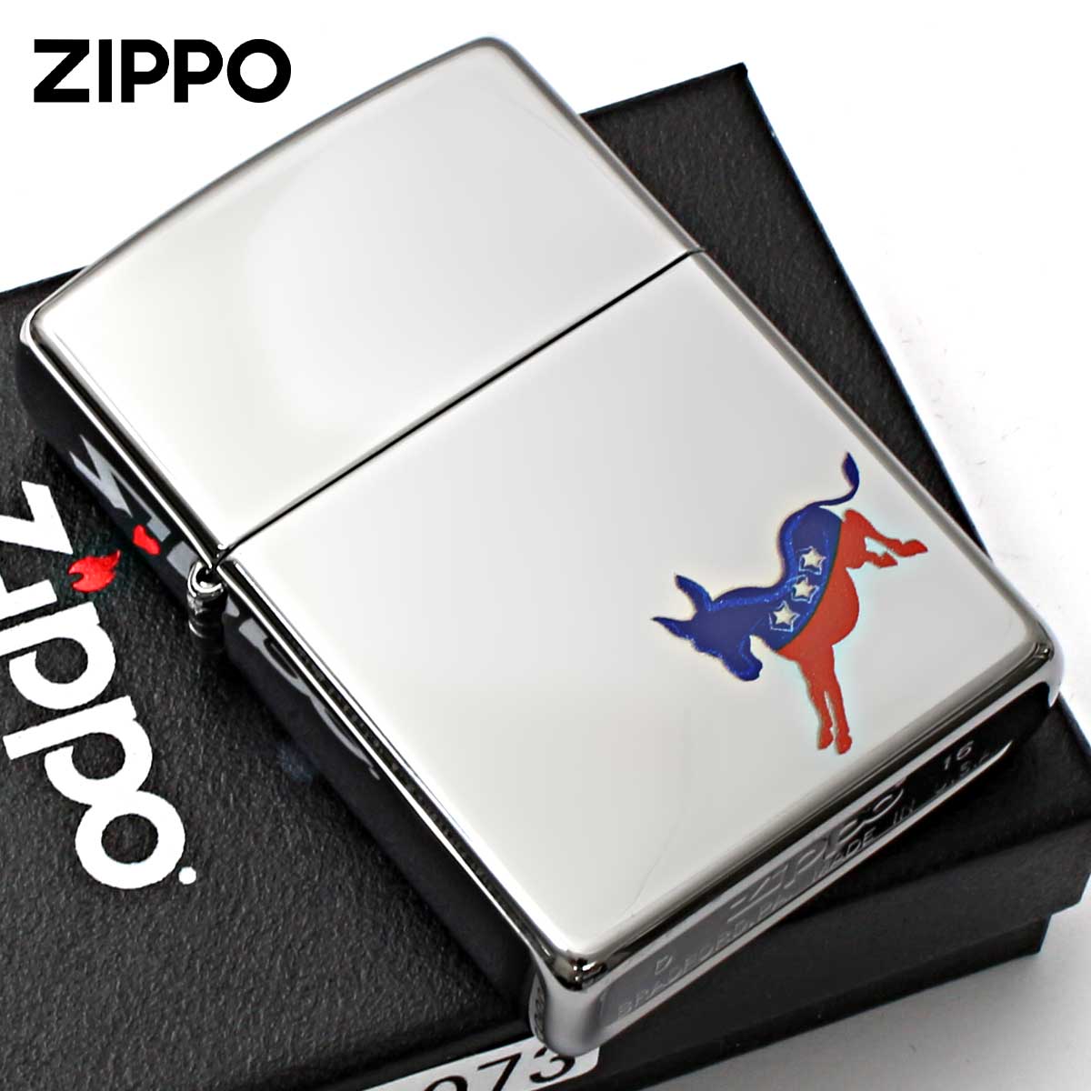 Zippo ジッポー アメリカ民主党 ドンキー Democrat Donkey 鏡面 ポリッシュ クローム 29073 メール便可