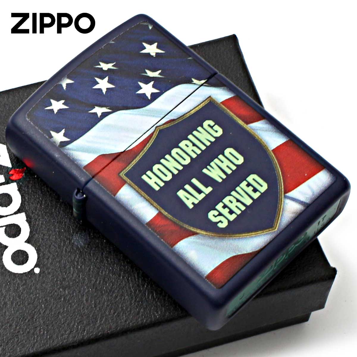 Zippo ジッポー アメリカ国旗 アメリカ退役軍人を称える日 Honoring All Who Served ネイビーマット 29092 メール便可