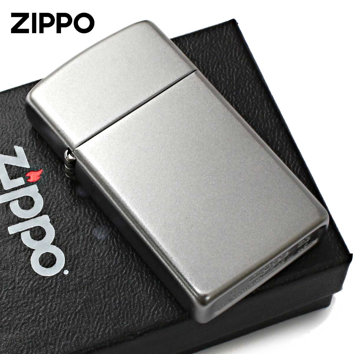 Zippo ジッポー スリム 無地 サテンクローム Satin Chrome Slim No.1605 メール便可
