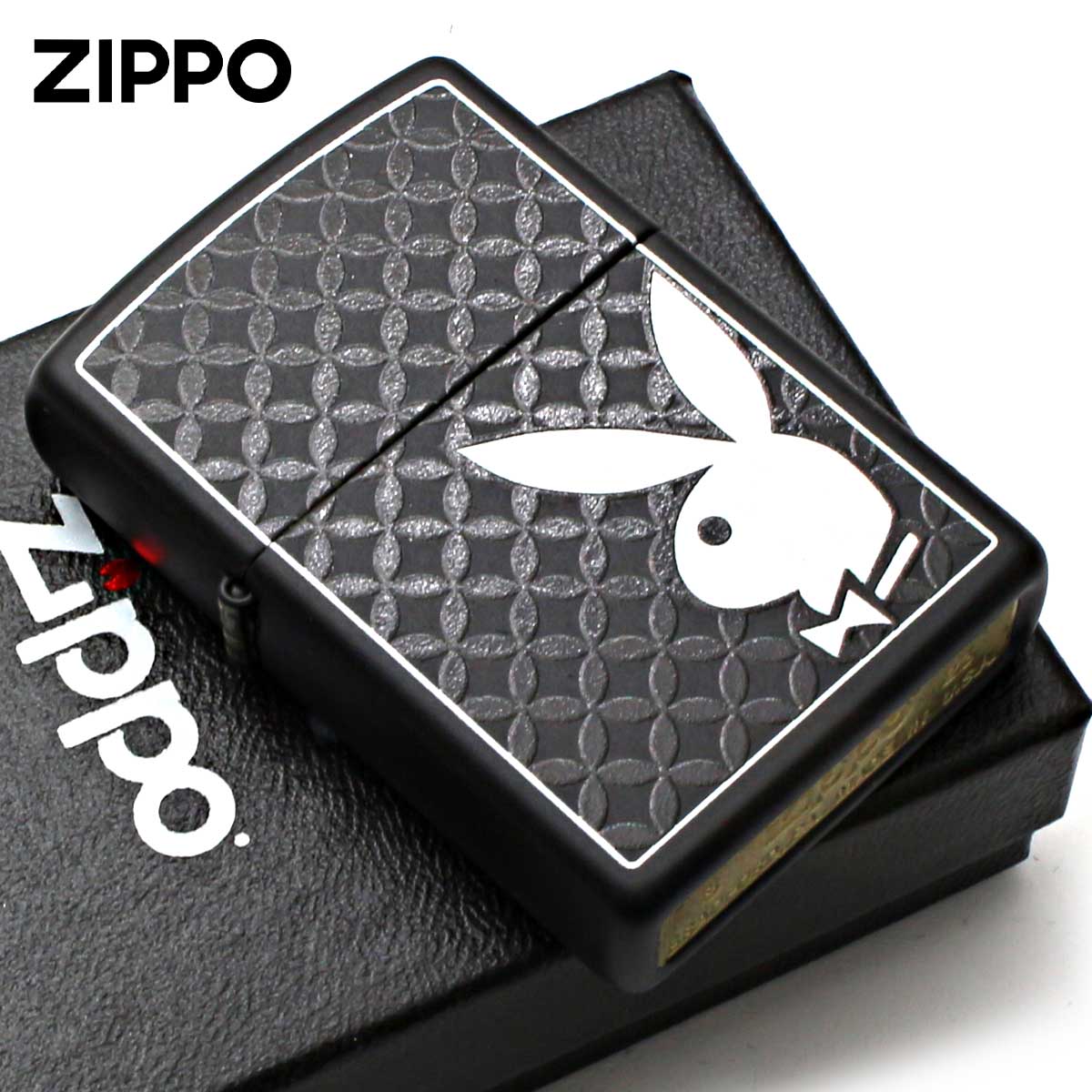 Zippo ジッポー プレイボーイ バニー うさぎ ロゴ Playboy Bunny Logo ブラックマット 29578 メール便可