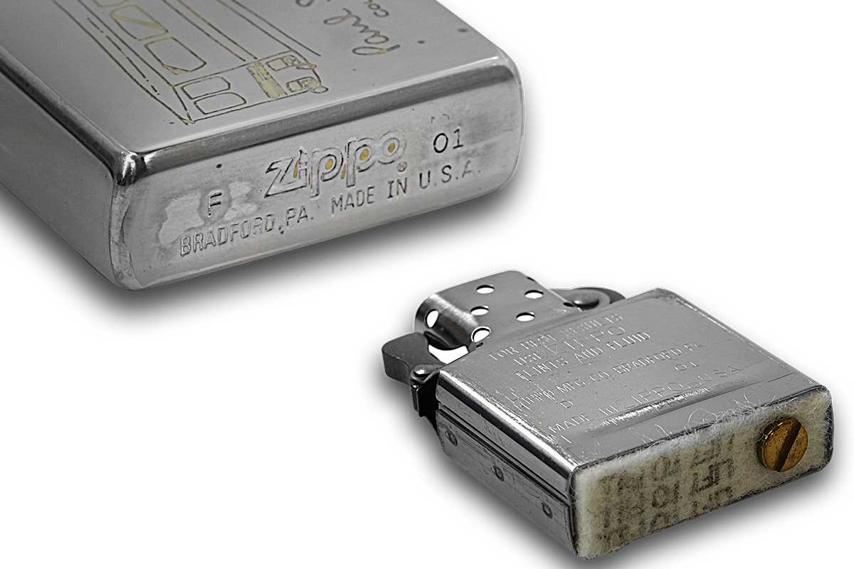 Zippo ジッポー 中古・Paul Smith ポール・スミス 箱なし 保証書なし 傷あり 2001年製造  Train メール便可