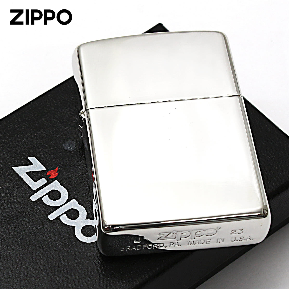 Zippo ジッポー 無地 100 ミクロン #200 ミラー 鏡面 ポリッシュ 銀メッキ 80001