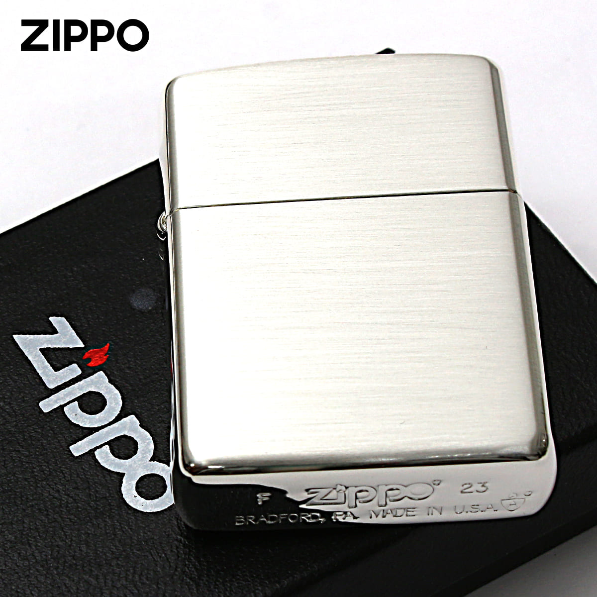 Zippo ジッポー アーマー 無地 100 ミクロン #162 サテーナ つや消し ブラッシュド 銀メッキ 80004