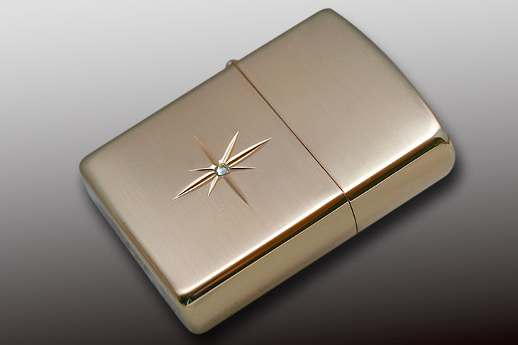 Zippo ジッポー Shiny Cross Cut L ピンクゴールドヘアライン