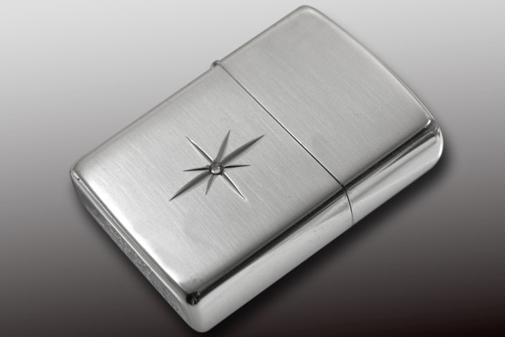 Zippo ジッポー Shiny Cross Cut L 銀ヘアライン