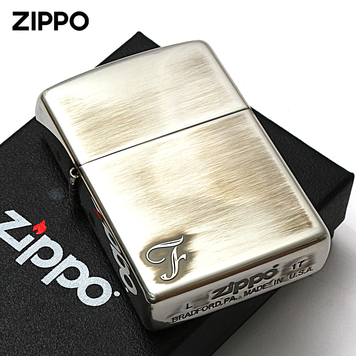 Zippo ジッポー アルファベット イニシャル The alphabet F シルバーいぶし 80014 メール便可