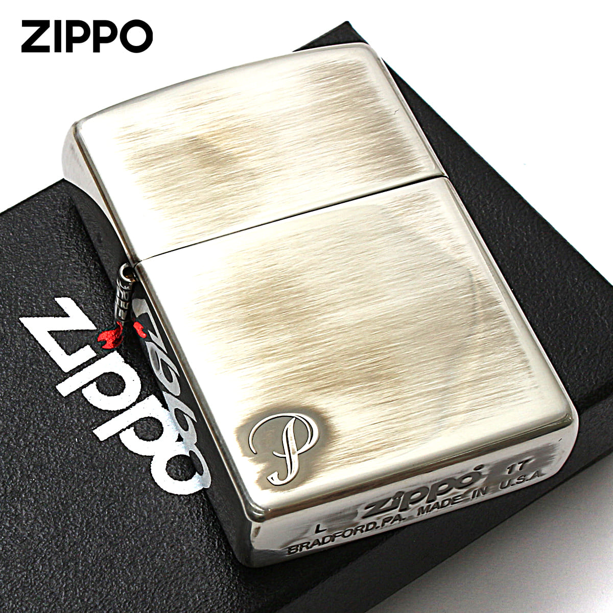 Zippo ジッポー アルファベット イニシャル The alphabet P シルバーいぶし 80024 メール便可