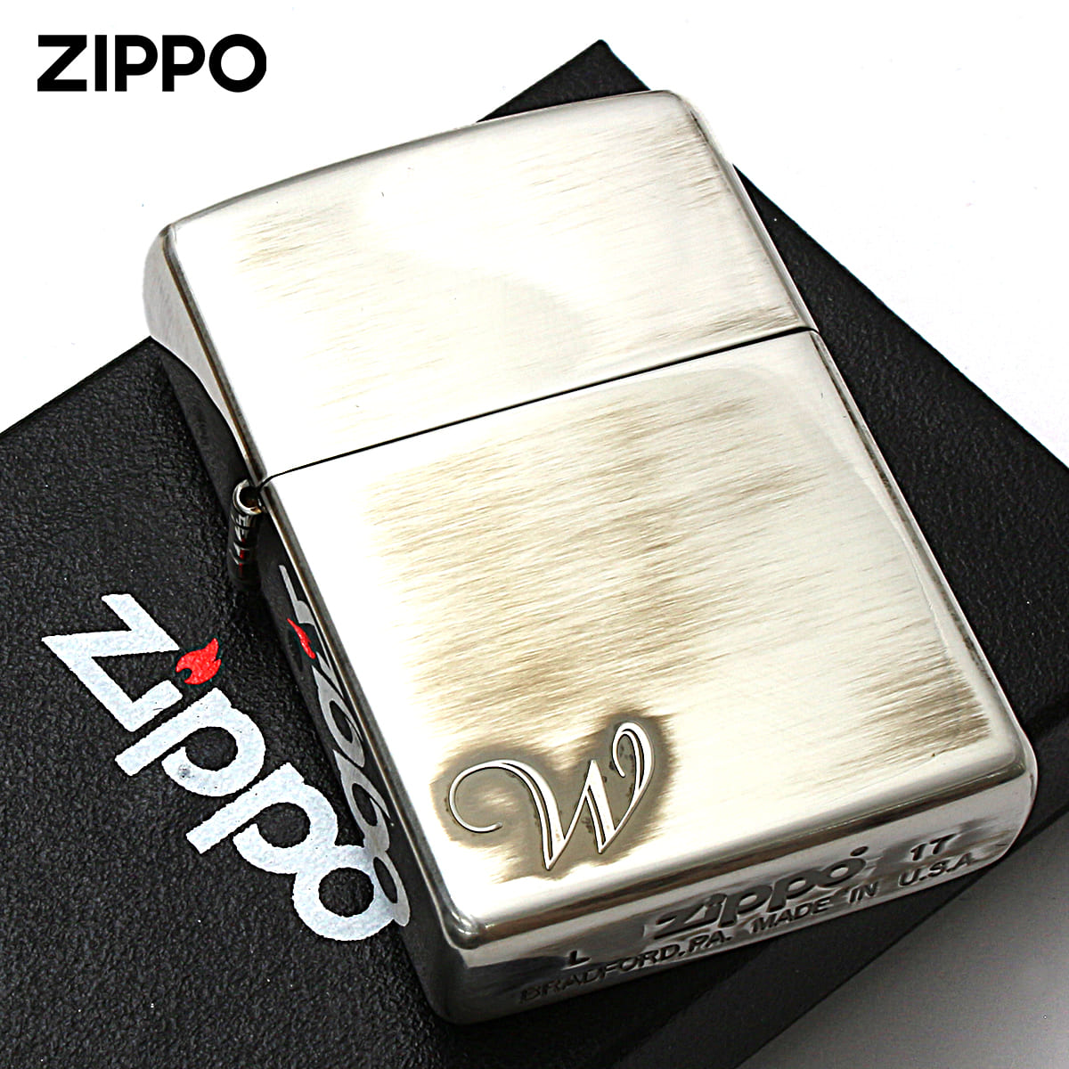 Zippo ジッポー アルファベット イニシャル The alphabet W シルバーいぶし 80031 メール便可