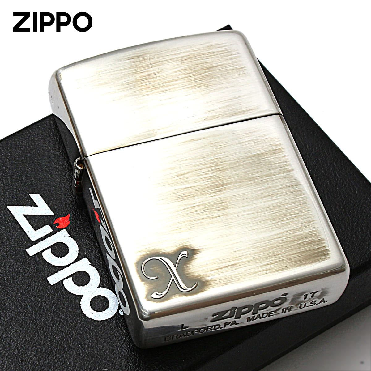 Zippo ジッポー アルファベット イニシャル The alphabet X シルバーいぶし 80032 メール便可
