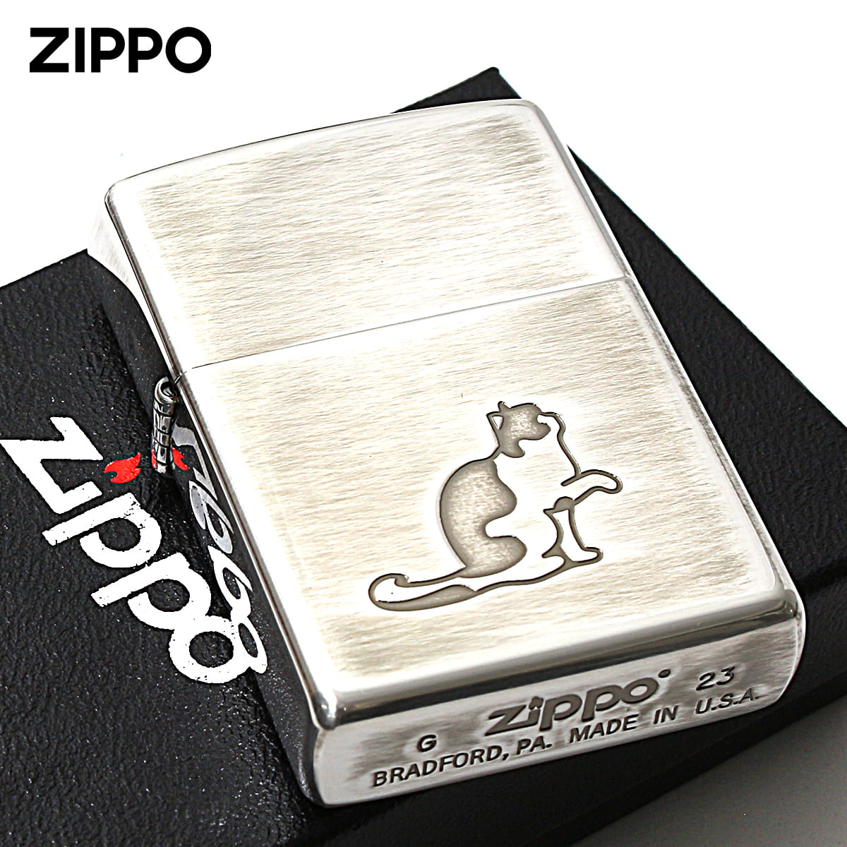 Zippo ジッポー ネコ 猫 Cat Pau キャットポー SV 銀メッキいぶし 80042