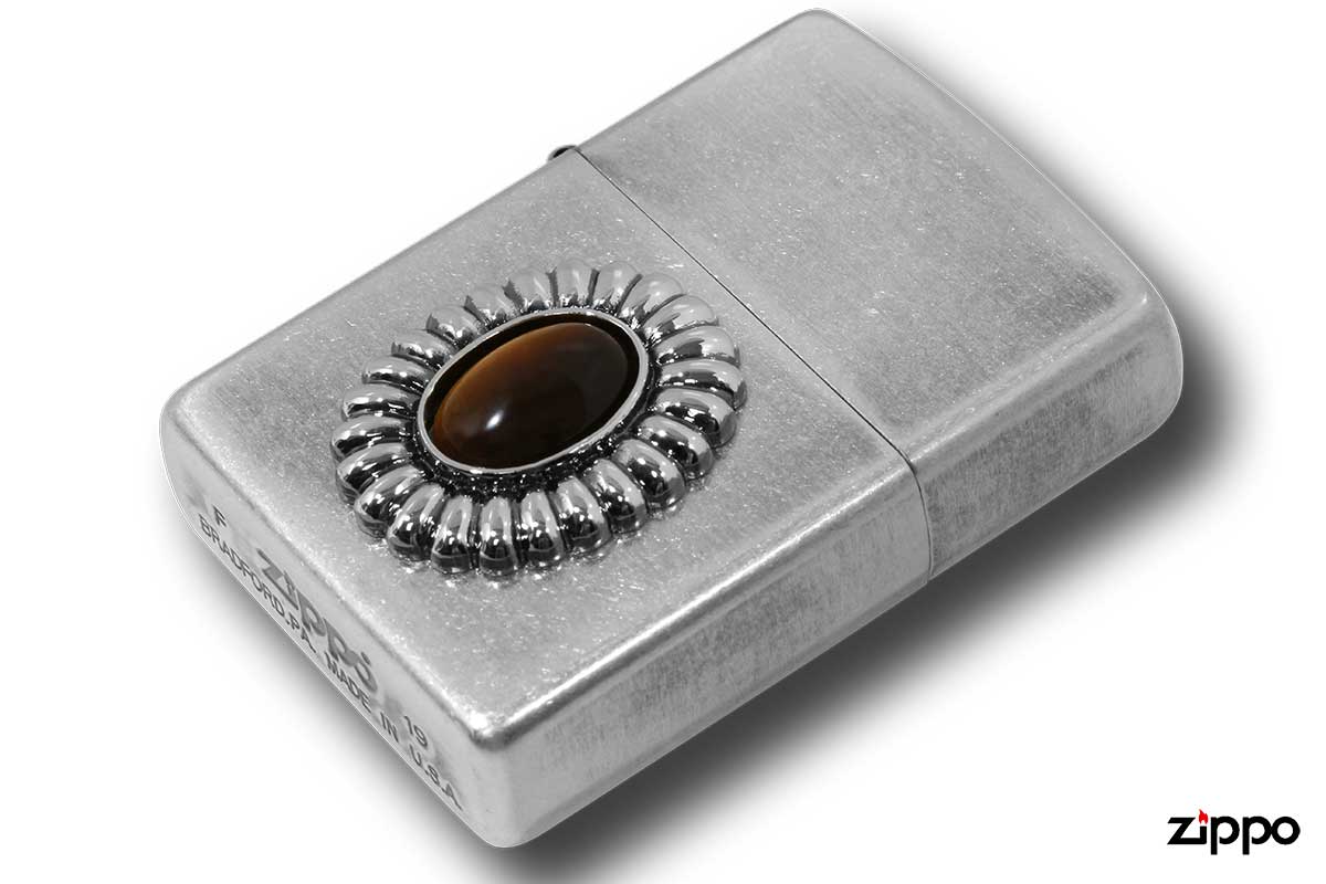 Zippo ジッポー 天然石 パワーストーン タイガーアイ 銀メッキバレル 70635 メール便可