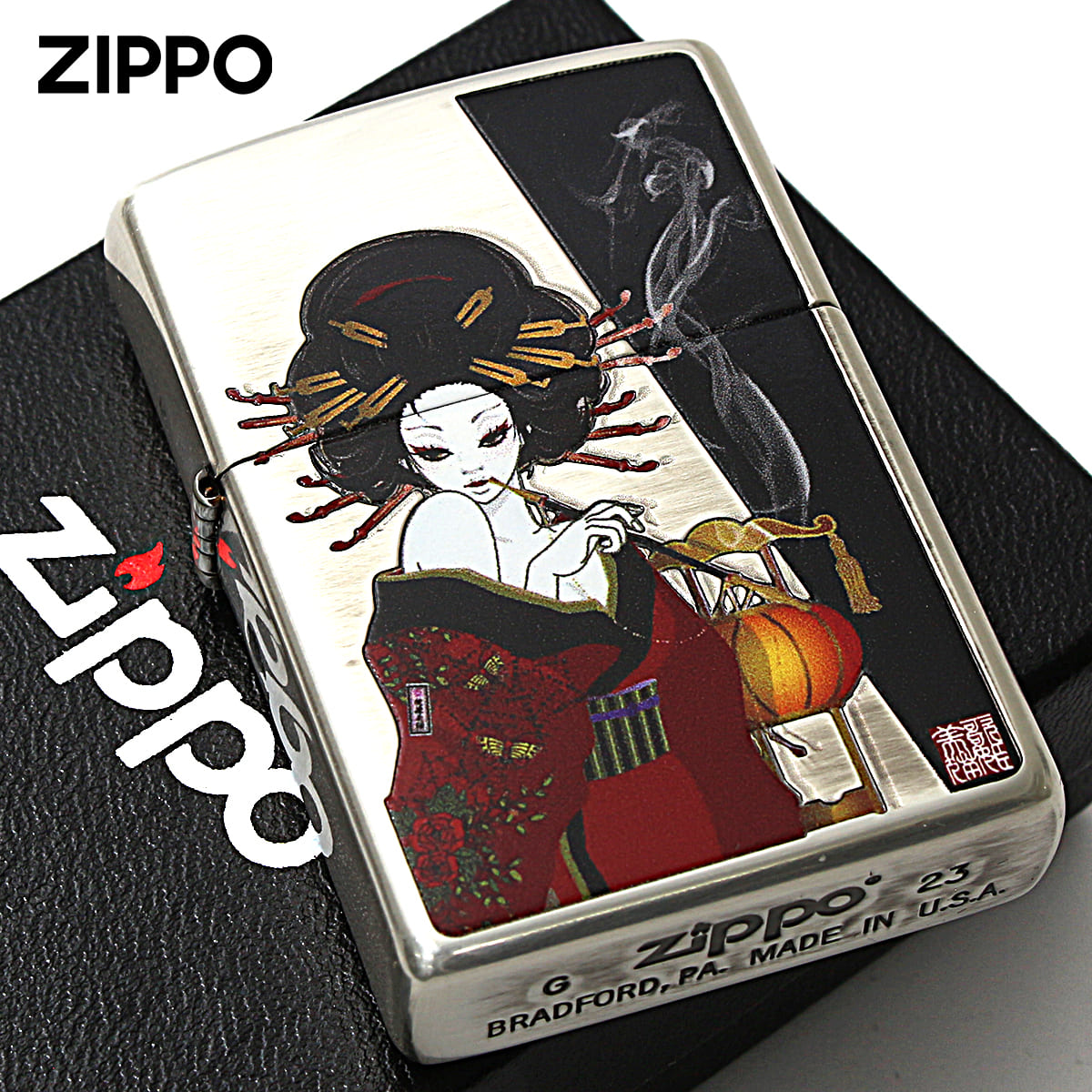 Zippo ジッポー 和柄 煙管と女 JAPANESE STYLE 2020 銀メッキ 80059