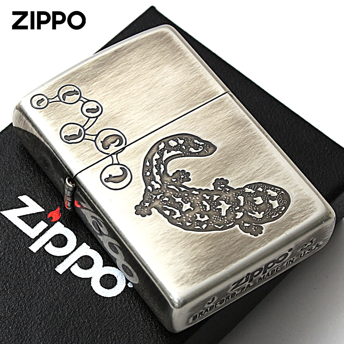 Zippo ジッポー オオサンショウウオ いきものモチーフ 動物 銀メッキいぶし 80049 メール便可