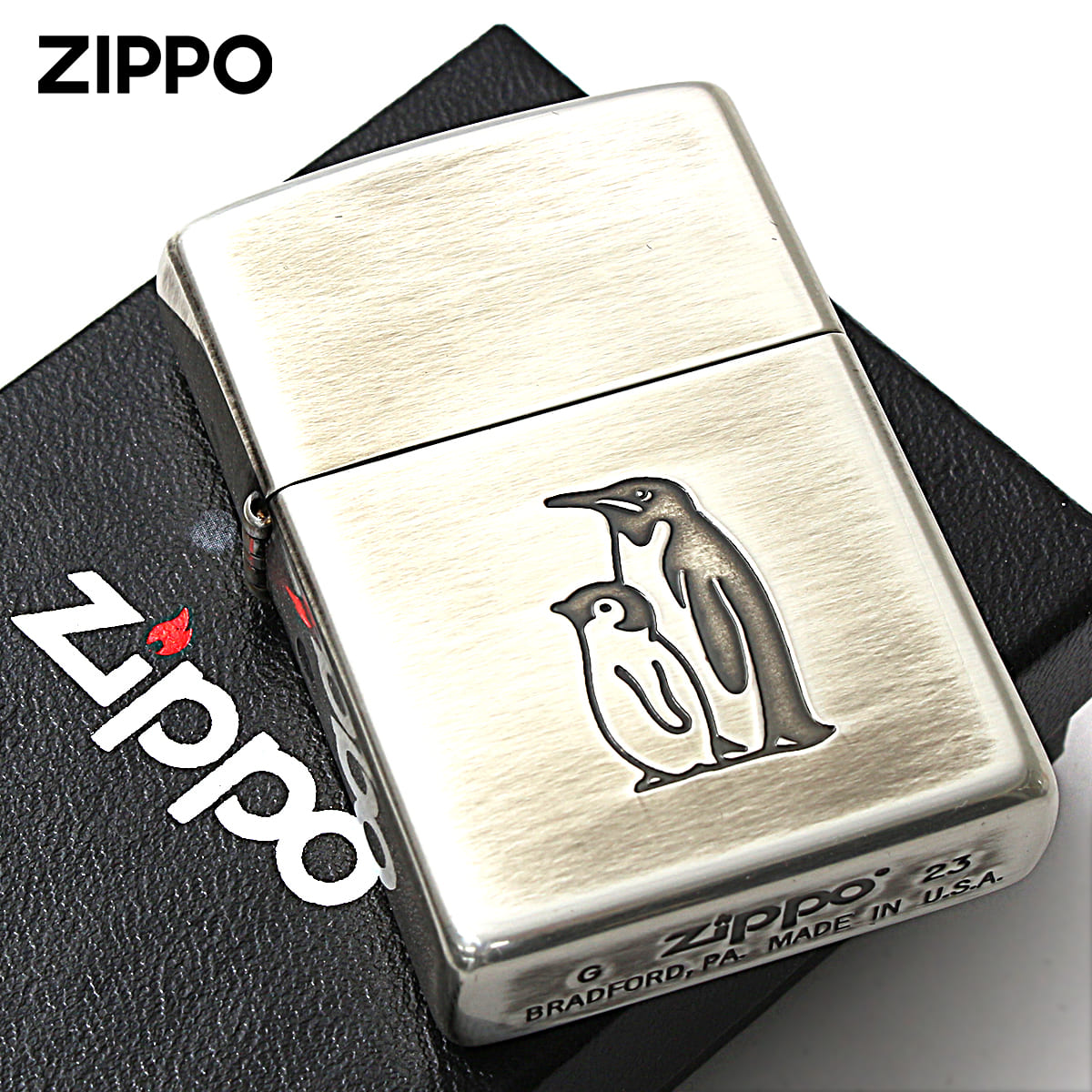Zippo ジッポー ペンギン いきものモチーフ 動物 銀メッキいぶし 80048 メール便可