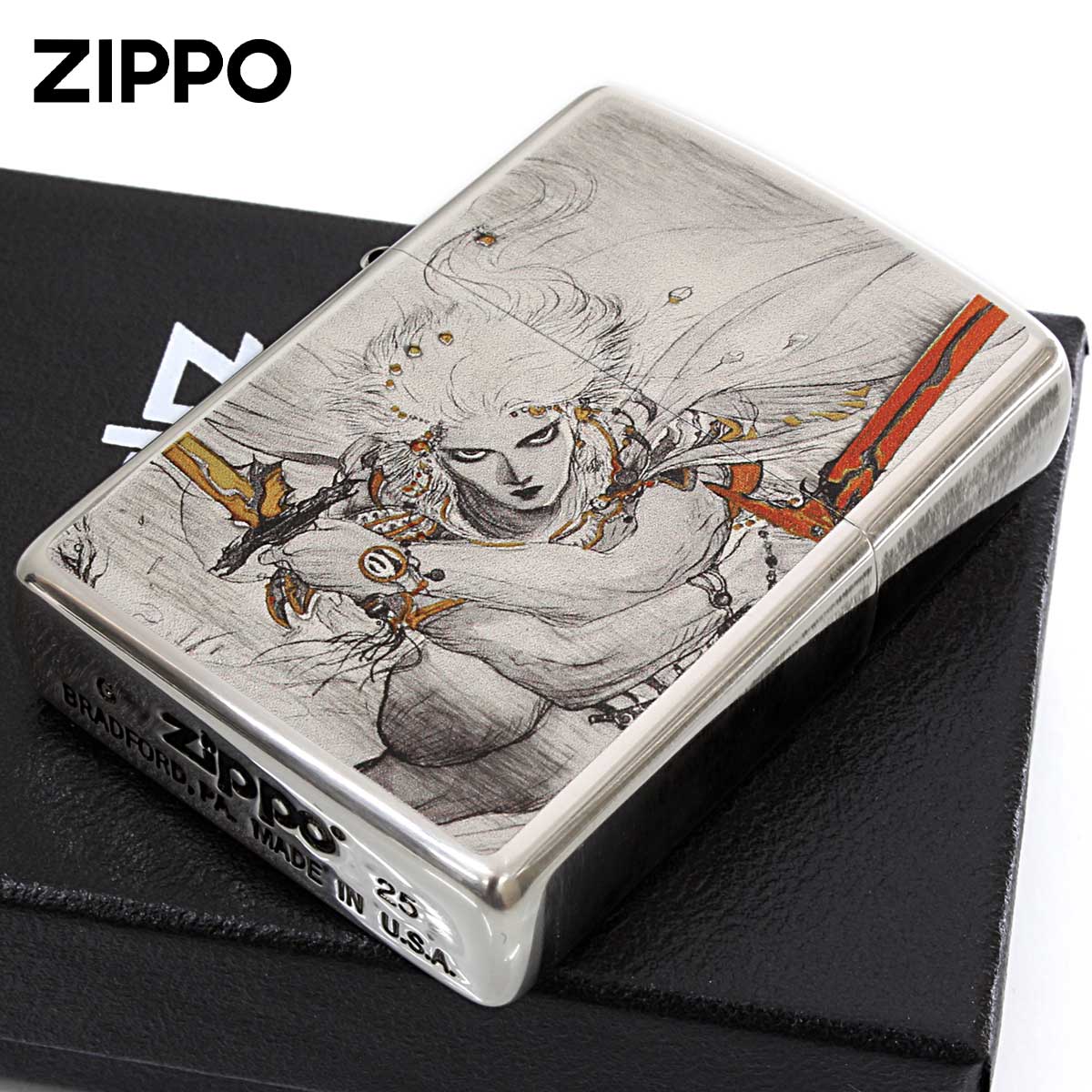 Zippo ジッポー 天野喜孝 Amano Yoshitaka F-3-Twin Sword 銀メッキいぶし 80220